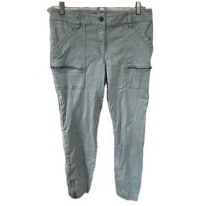 LOFT Ann Taylor Stonewash Green Zipper Snap Pockets Utility Denim Jeans 8